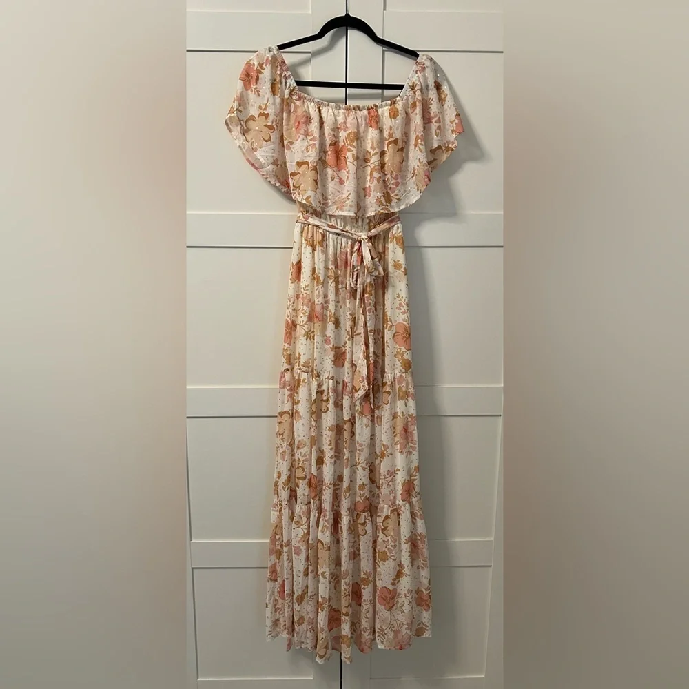 Never worn glimmering perfection ivory multi floral maxi dress. - Picture 1 of 4